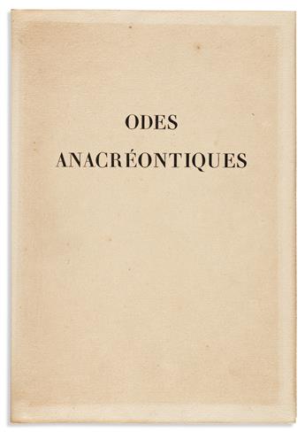 DERAIN, ANDRE. Odes Anacréontiques.